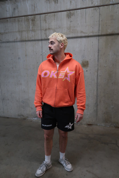 ZIP-UP HOODIE - BURNT ORANGE