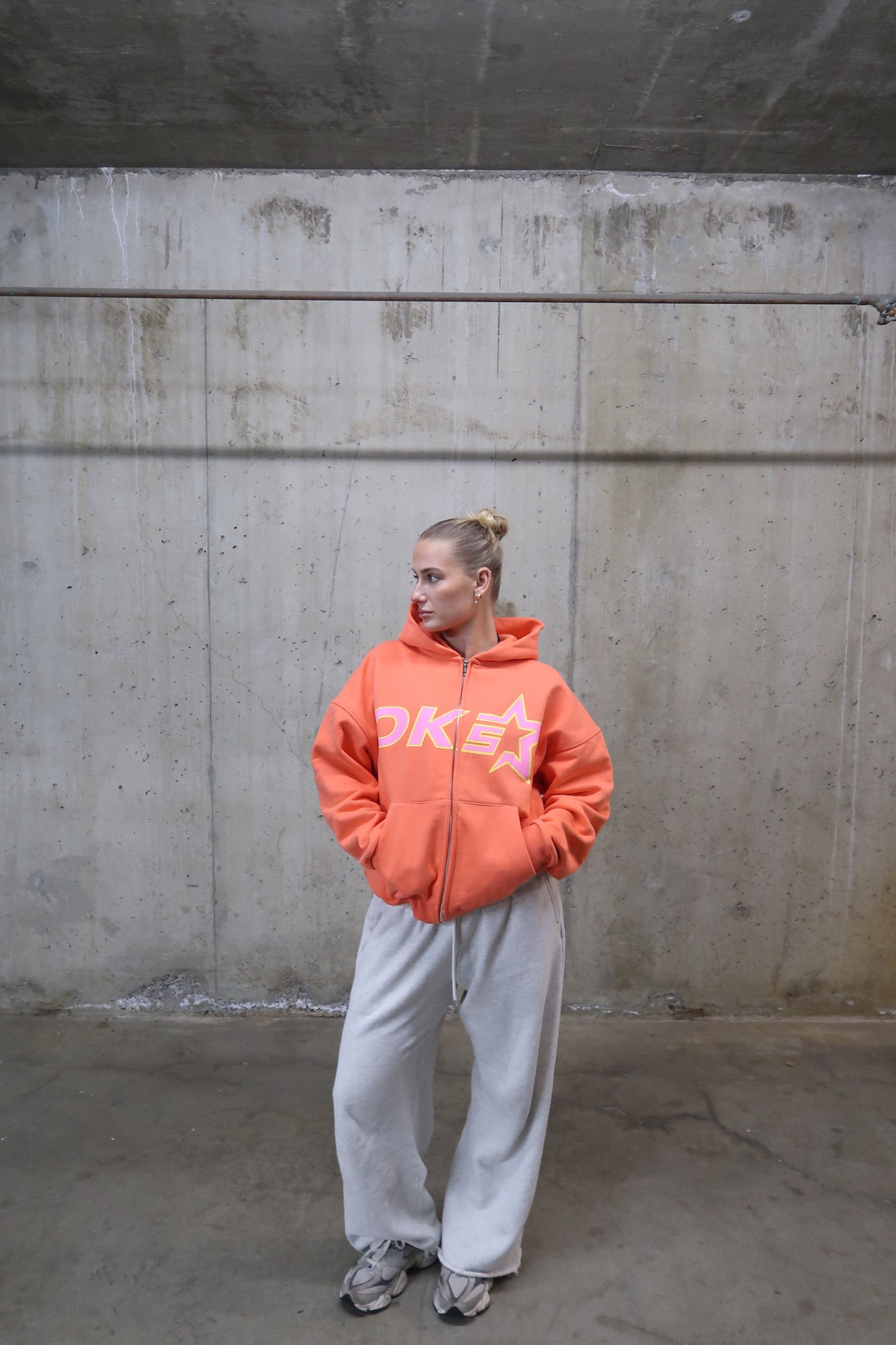ZIP-UP HOODIE - BURNT ORANGE